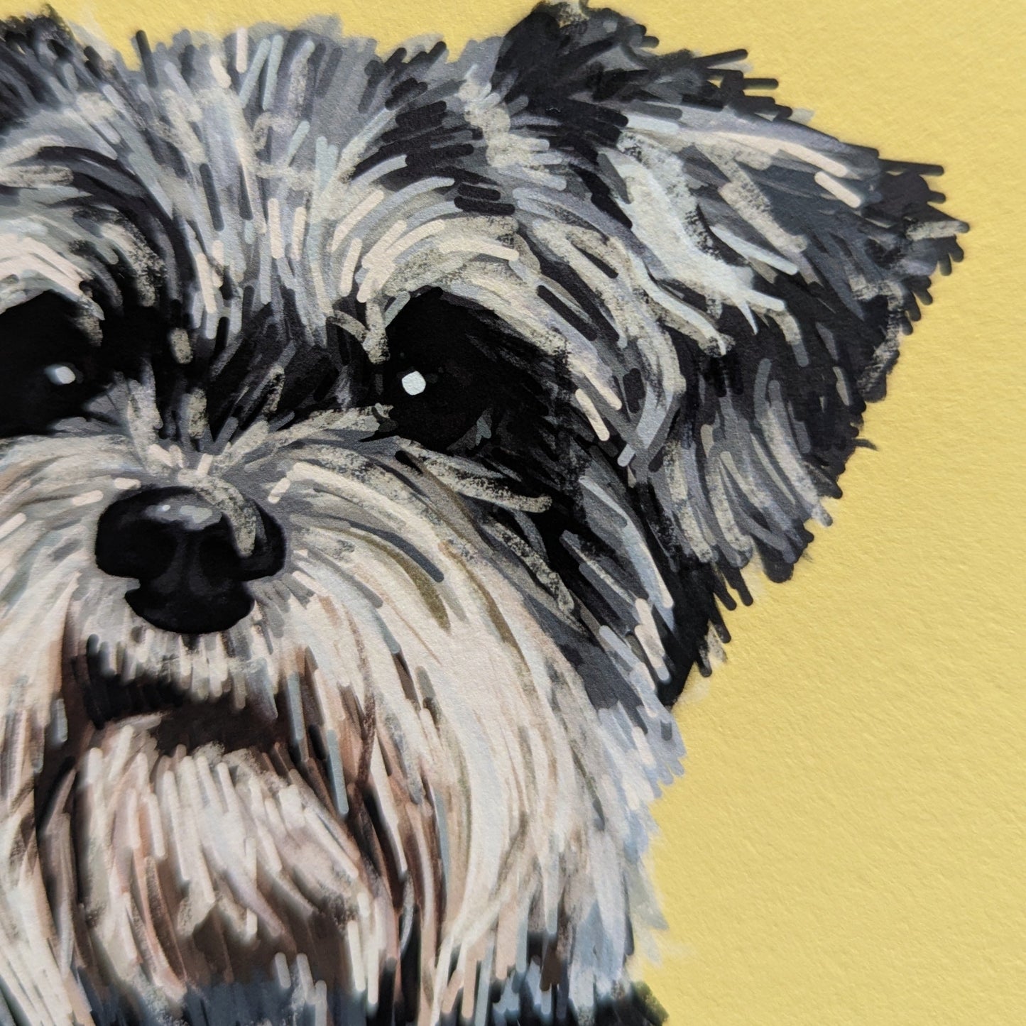 miniature schnauzer wall art yellow background