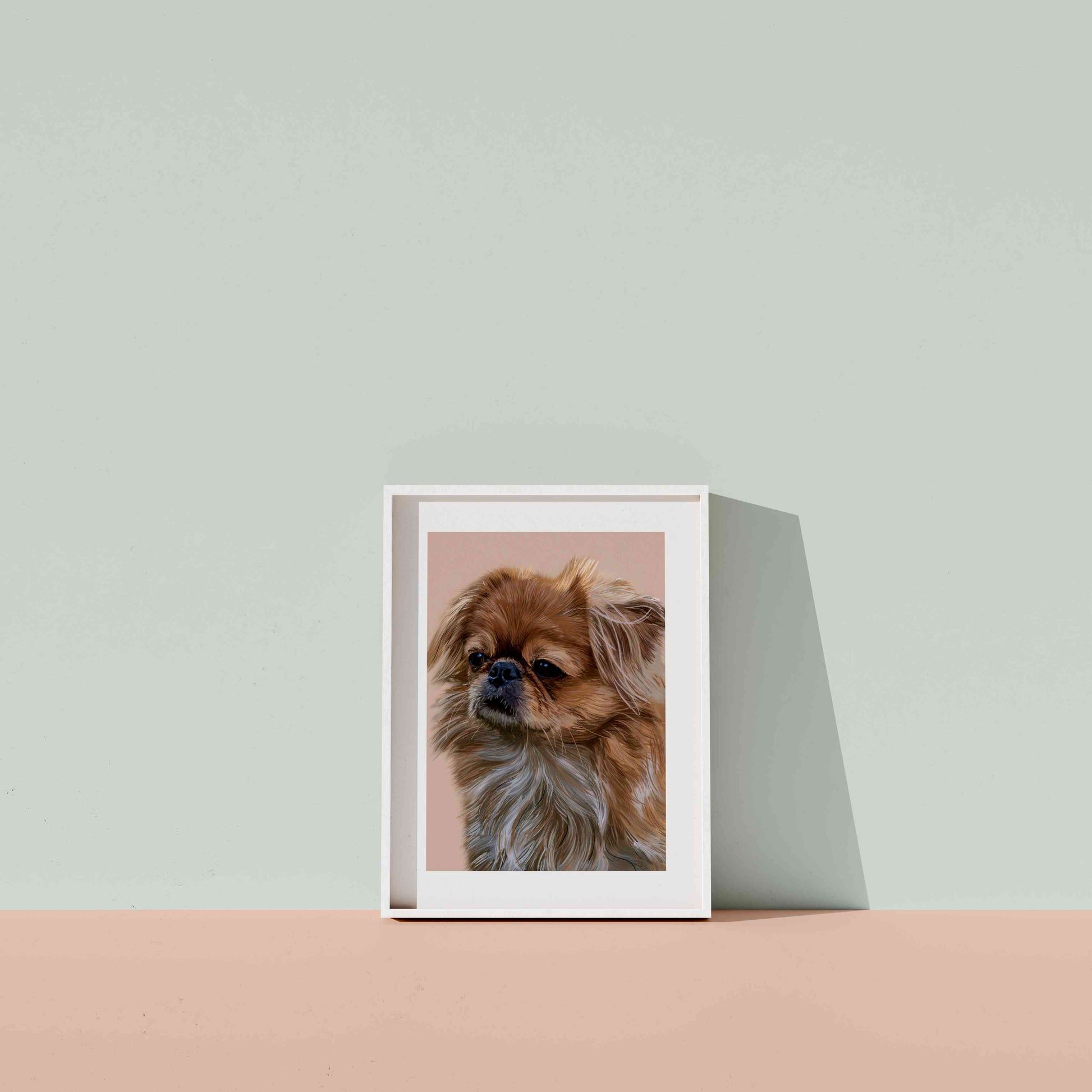framed print of a tibetan spaniel